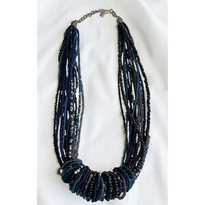 Vintage Beaded Necklace Multi‎ Layered Chunky Boho